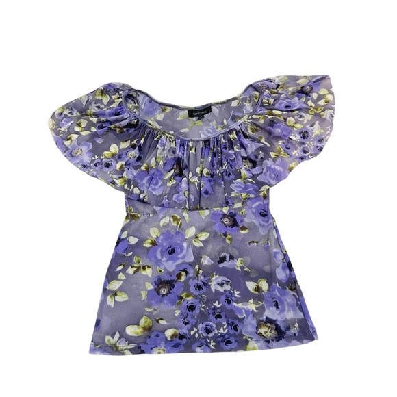 Karen Kane Semi Sheer Mesh Floral Print Ruffle Neckline Top Multicolor Size S - Picture 3 of 7